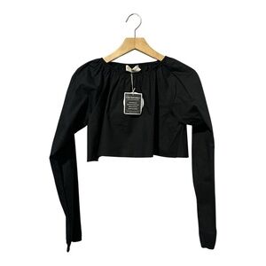 City Goats Organic Cotton Crop Top Black Shirt Girls Size 16 NEW